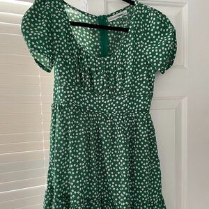 Green and White Flowered Dress